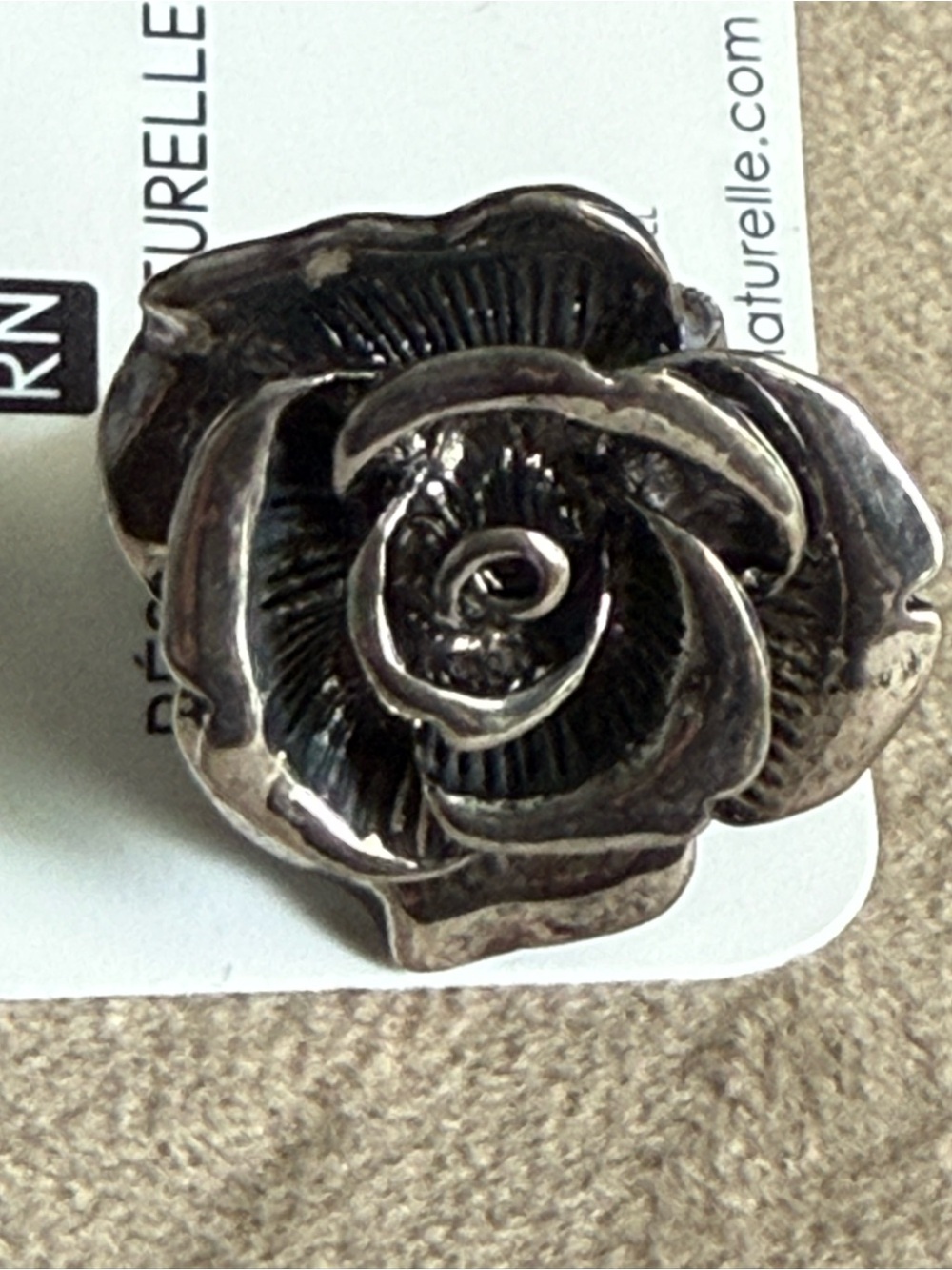 Silver-Tone Floral Rose Statement Ring - Picture 5 of 5